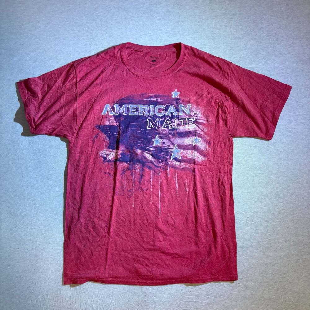 Hanes American Made Graphic T-Shirt Red Patriotic Eagle Flag